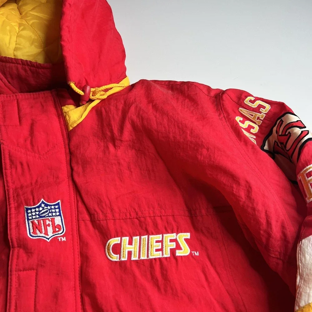 Vintage Kansas City Chiefs Starter NFL Pro Line Puffer Jacket Red Mens XL Hooded